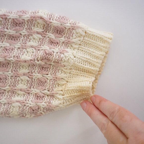 VTG Knitmakers Pink Cream Textured Knit Button Cardigan Cabincore Cottagecore S - Picture 9 of 11